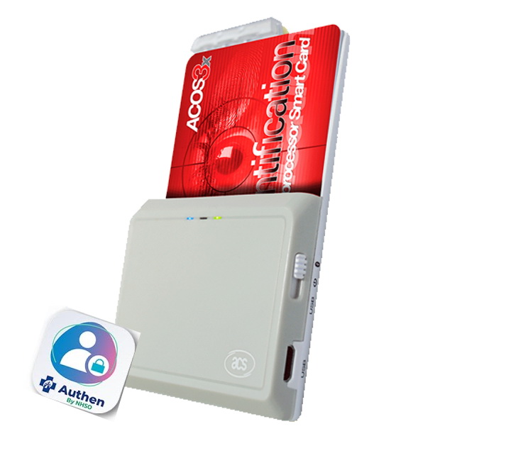 เครื่องอ่านบัตรประชาชนบลูทูธ BLE แบบเข้ารหัส สำหรับ iOS, Android รุ่น ACR3901U-S1รองรับ Authen สปสช